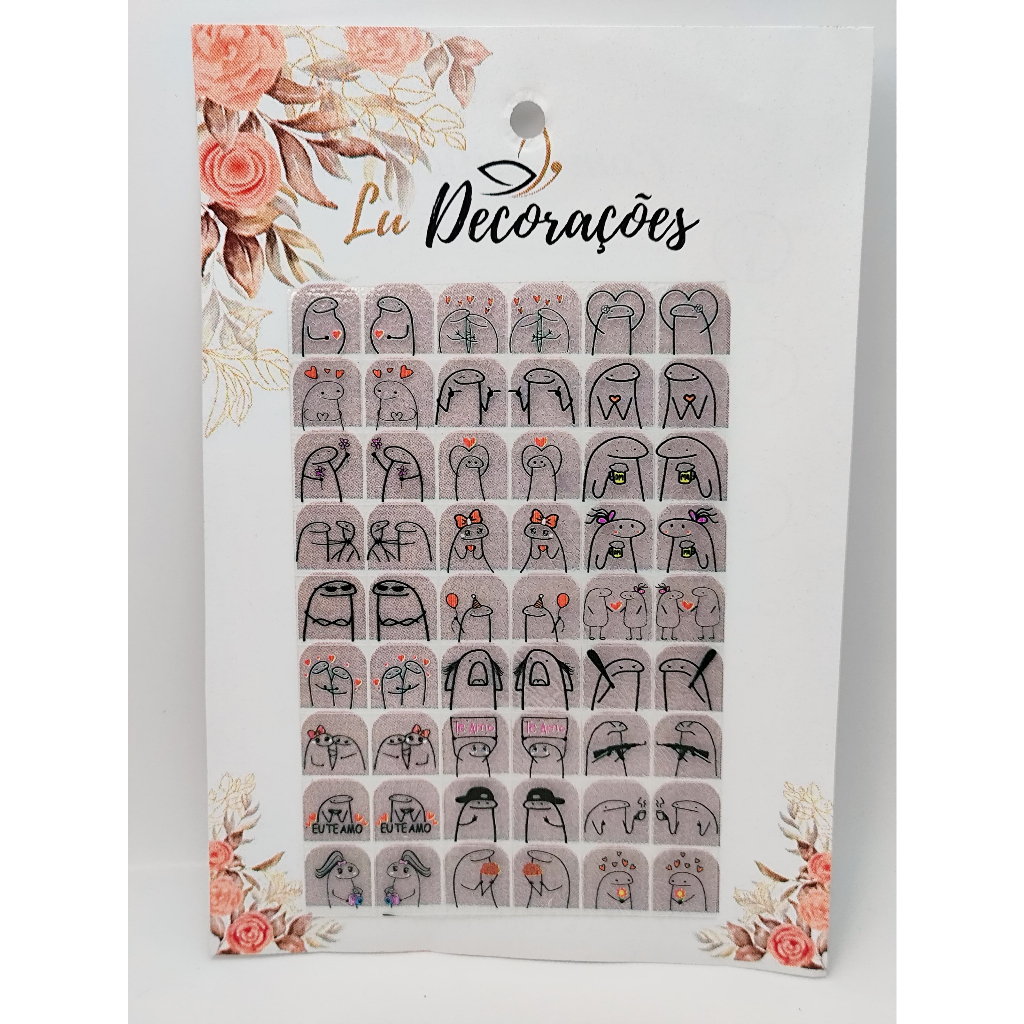 CARTELÃO DE ADESIVOS PARA UNHAS COM 54 UNIDADES REF:21