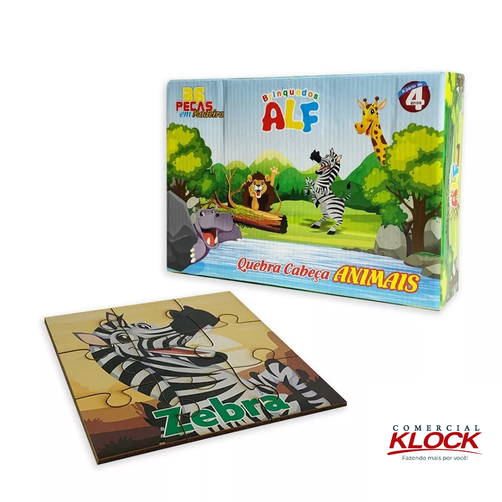 Quebra-Cabeça Infantil em Madeira Alf Animais