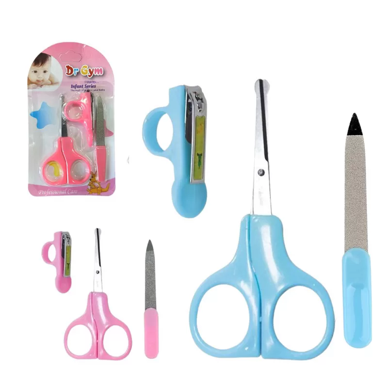 Kit Baby Cuidados Manicure e Higiene Tesoura Cortador e Lixa Unha Bebê