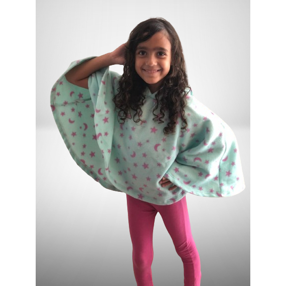 Poncho Infantil Menina 2 ao 10 Casaco de Inverno C