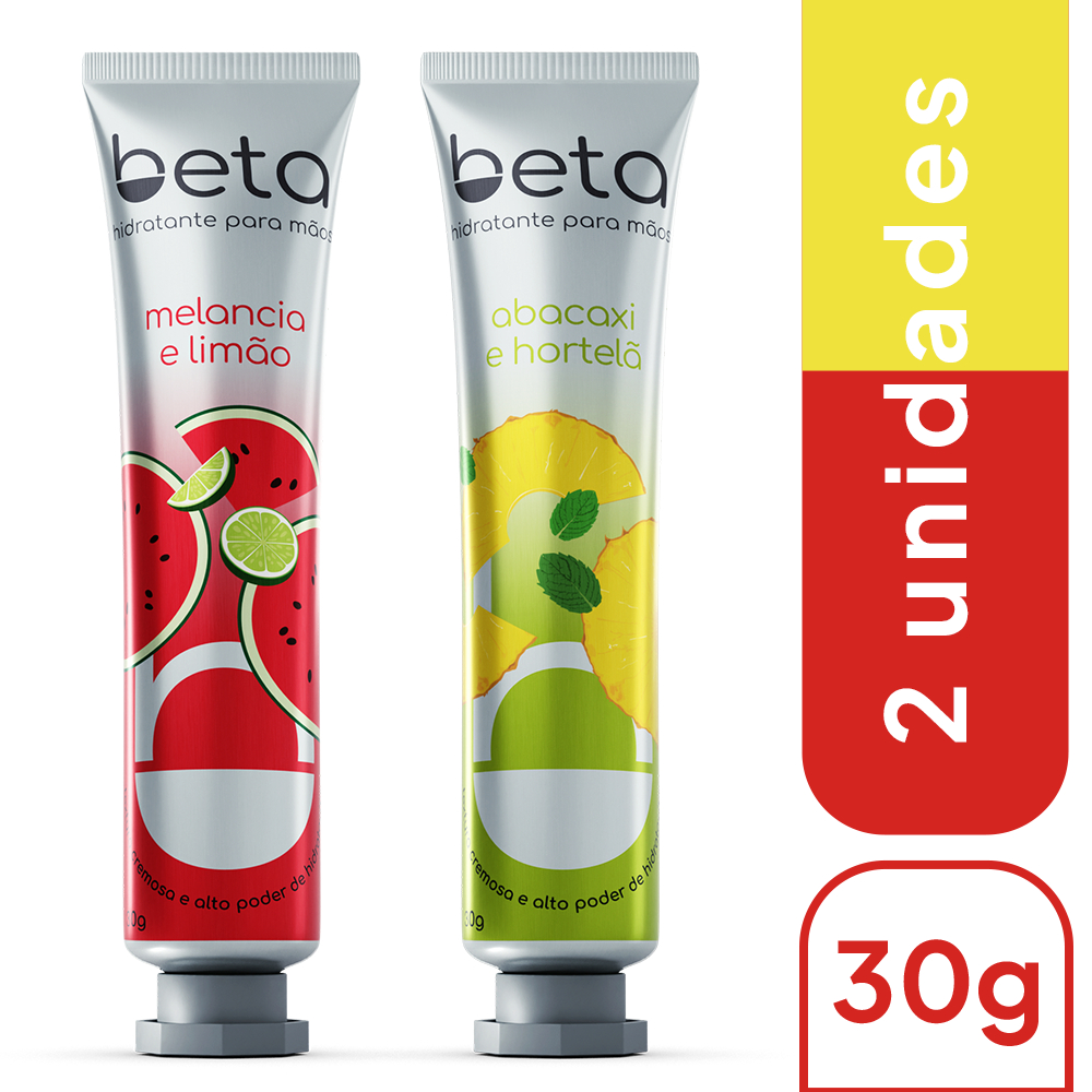 Kit 2 Cremes Hidratantes para Mãos Beta  Abacaxi E Hortelã e Melancia E Limão