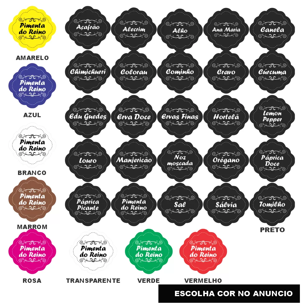 CARTELA TEMPERO 25 ETIQUETAS ADESIVO AUTO COLANTE ROTULO 5X5 CM A PROVA DE AGUA PARA POTES RECIPIENT