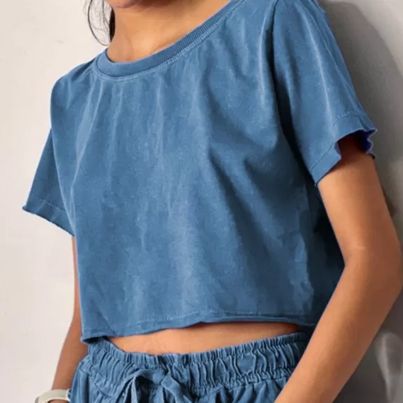 Cropped com Manga a fio Feminino 100% Algodão 