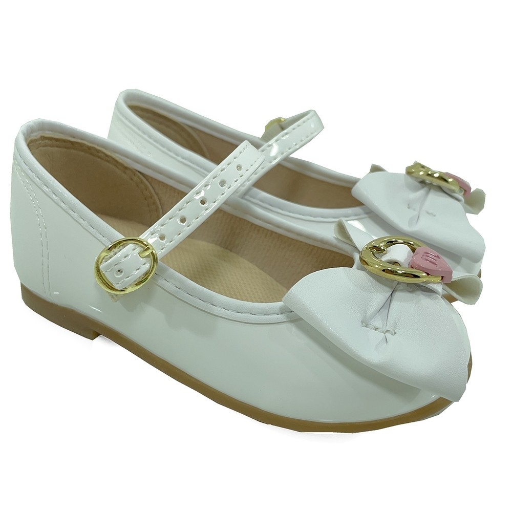 Sapatilha Bebê Molekinha Boneca Laço Fivela – Branco
