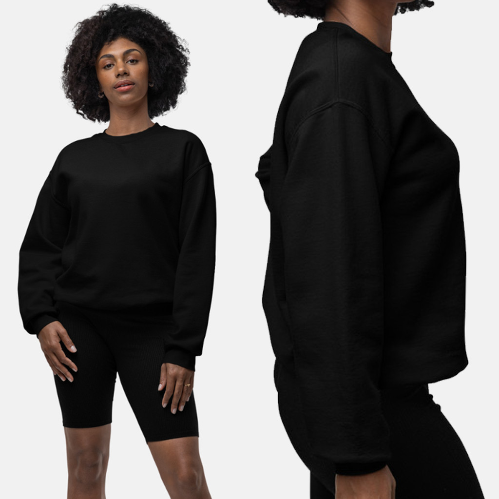 Blusa de Frio Moletom Gola Careca Redonda Feminino Mulher – PRETO – Algodão Versátil Super Confortáv