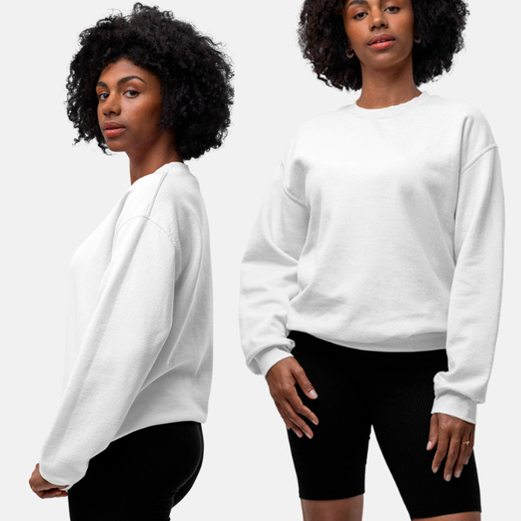 Blusa de Frio Moletom Gola Careca Redonda Feminino Mulher – BRANCO – Algodão Versátil Super Confortá