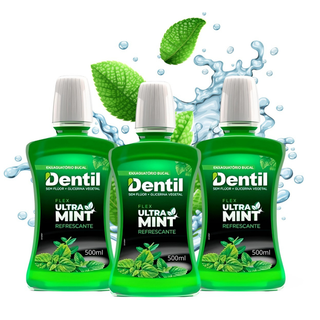 Kit 3 Enxaguante Bucal Dentil 500 ML – Refrescor Duradouro