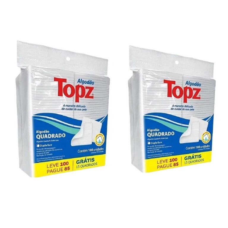 Kit C/2 Algodão Hidrófilo Quadrado Topz Dupla Fa