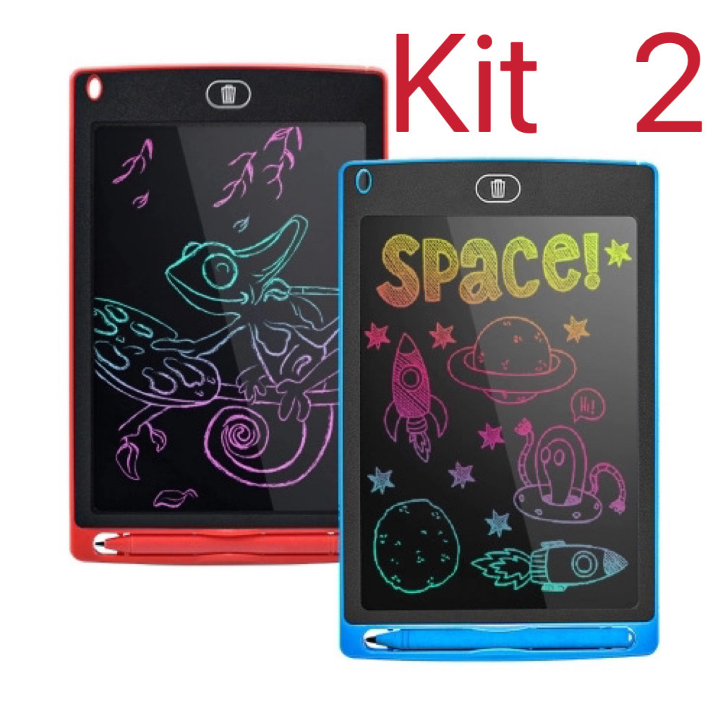 Kit 2 tela LCD infantil escrevendo e desenhando tablet de 8,5 polegadas