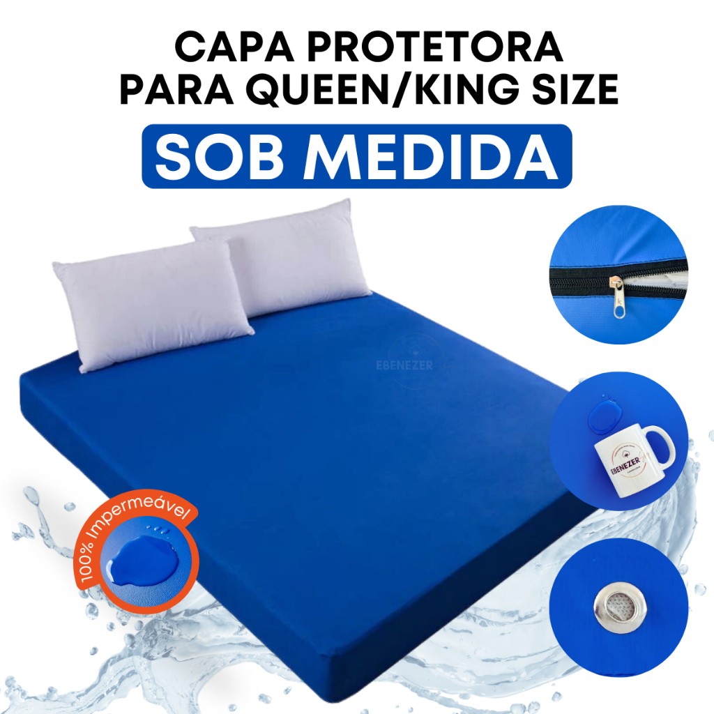 Capa Para Colchão Queen E King Size Protetor Hospitalar Impermeável Antialérgico Sob Medida