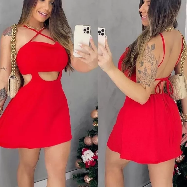 Vestido Feminino Macaquinho forrado Tecido Crepe D