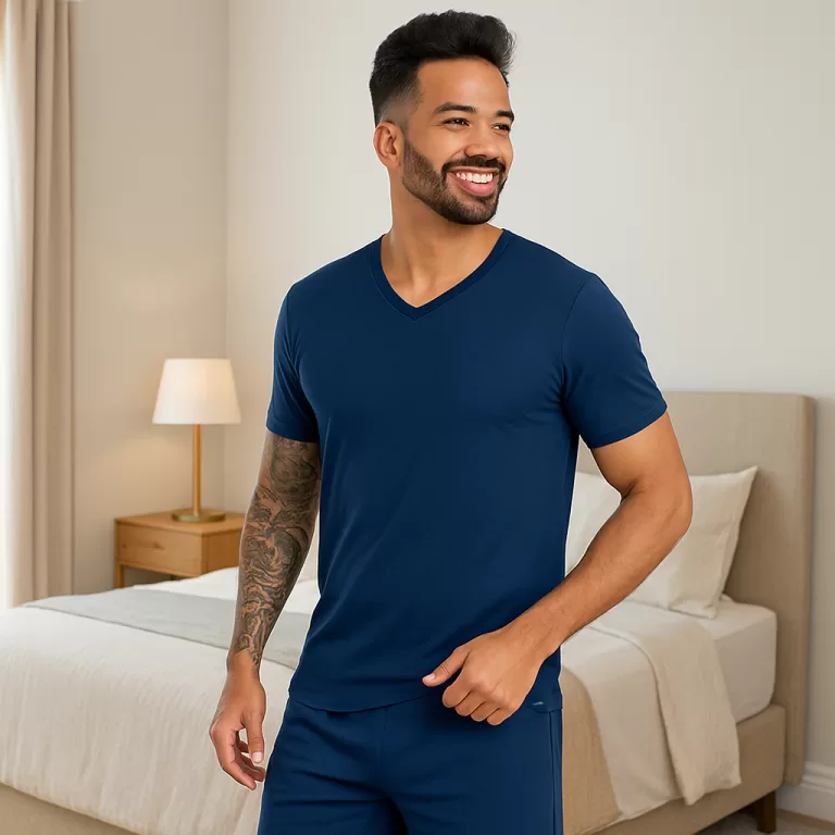Pijama Masculino Manga Curta Adulto Short Curto Co