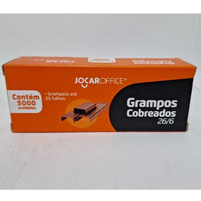 Grampos Cobreados 26/6 Jocaroffice  5000 Unidades