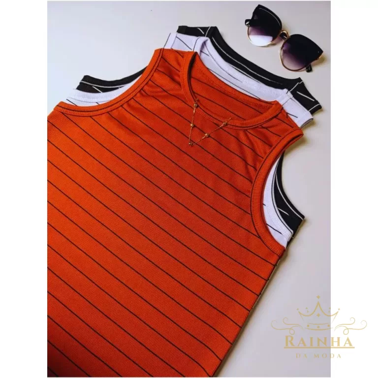 KIT 3 Blusinha Regata Listrada Tendência Camiseta