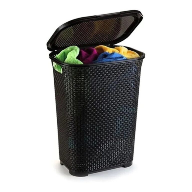 Cesto Organizador de Roupa Suja Com Tampa em Plás