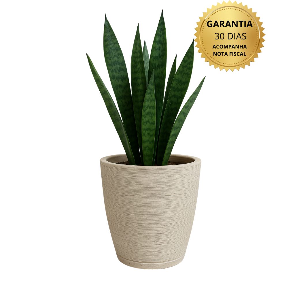 Vaso para Plantas Medio Decorativo em Polietileno Coluna Bojo Escovado N1 com Prato Coletor
