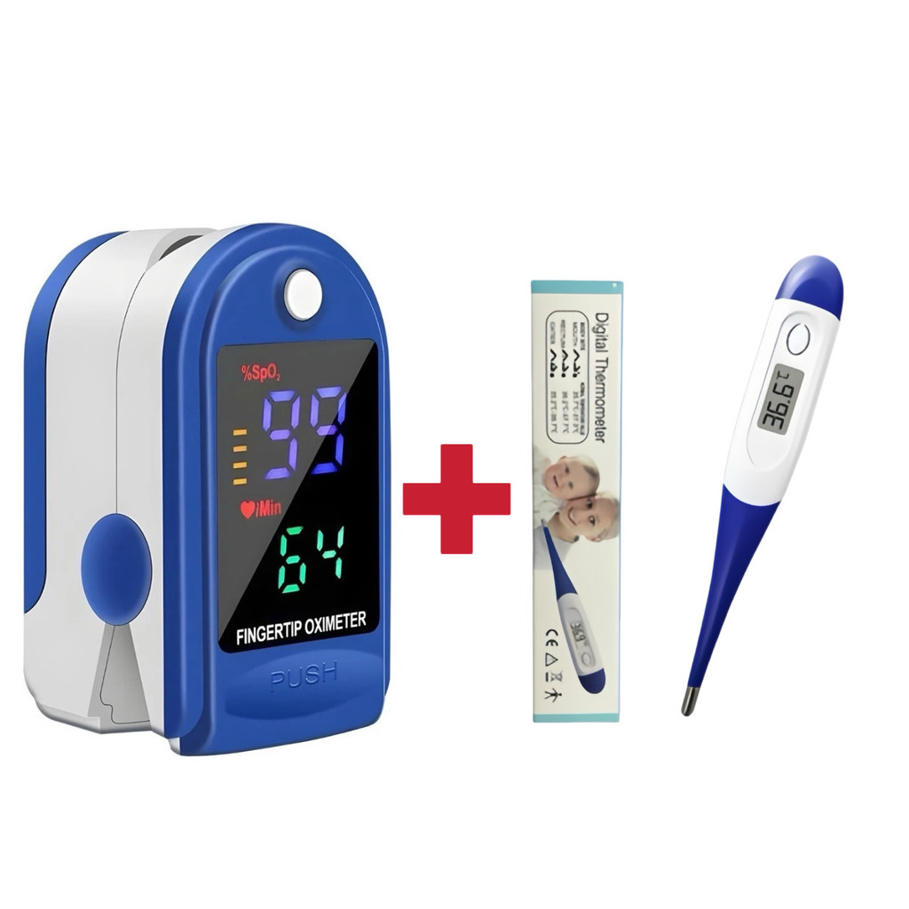 Kit 3 Oxímetro de Dedo Digital Portátil | Medidor de Oxigênio SpO2 e Frequência Cardíaca com Tela LE