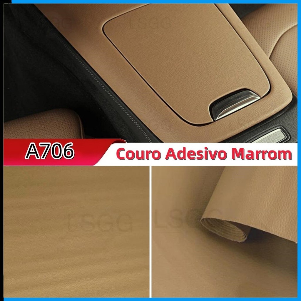 Adesivo Revestimento Couro Sintético Marrom Claro Decoração Sofa Cadeira De Carro Etc Tamanho 50cmx1