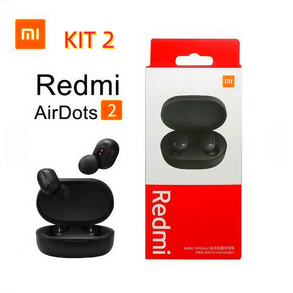 Fone XiaoMi Bluetooth Sem Fio Wireless Redmi Airdots 2 pro TWS M10 Bluetooth Com Led