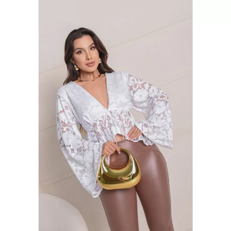 Blusa Feminina Bata Boho Manga Longa Soltinha De R