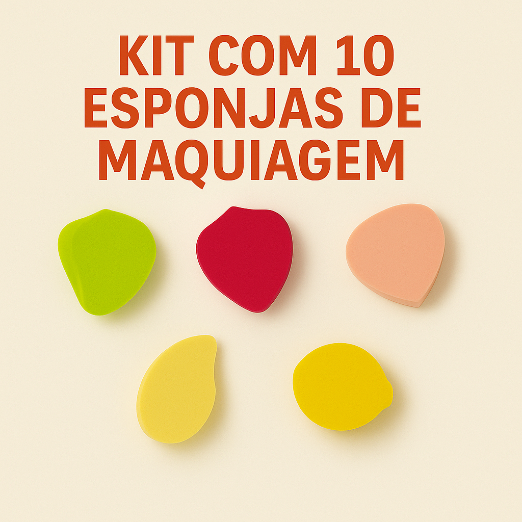 10 Esponjas de Maquiagem Frutas para Base Corretivo Contorno Rosto Puff