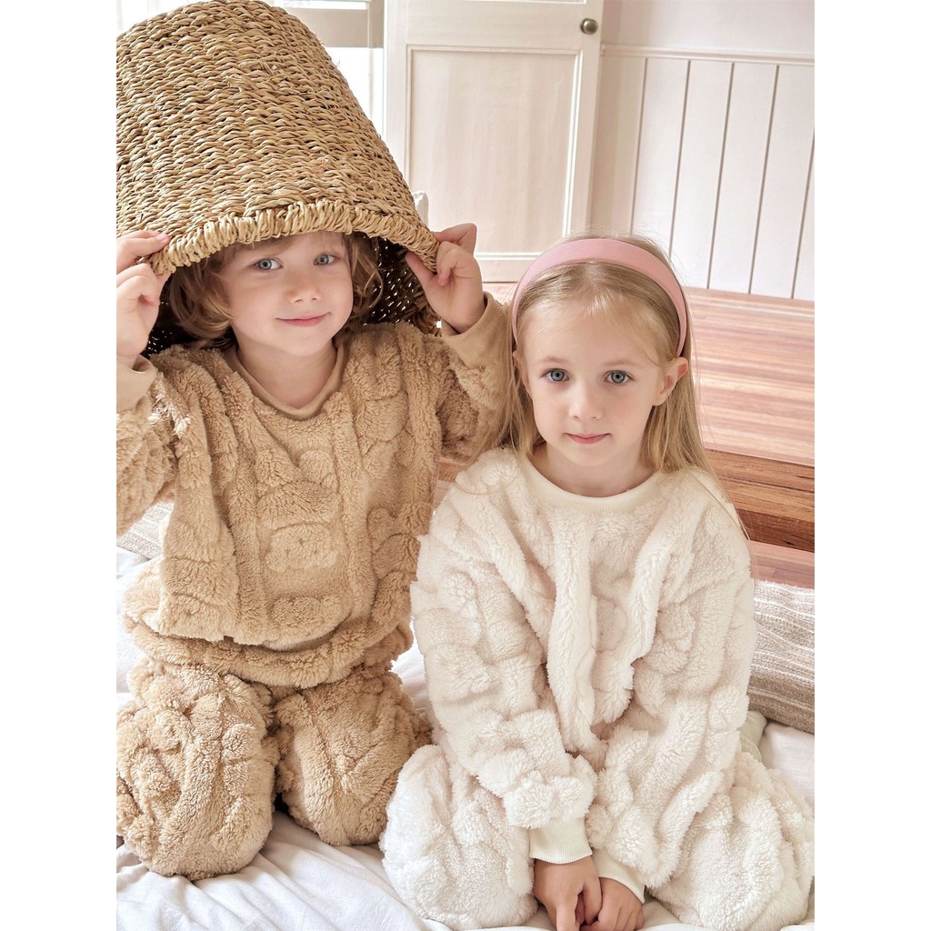 CONJUNTO Pijama Infantil Fleece Aconchegante Peluciado Inverno Quente Para Menino E Menina