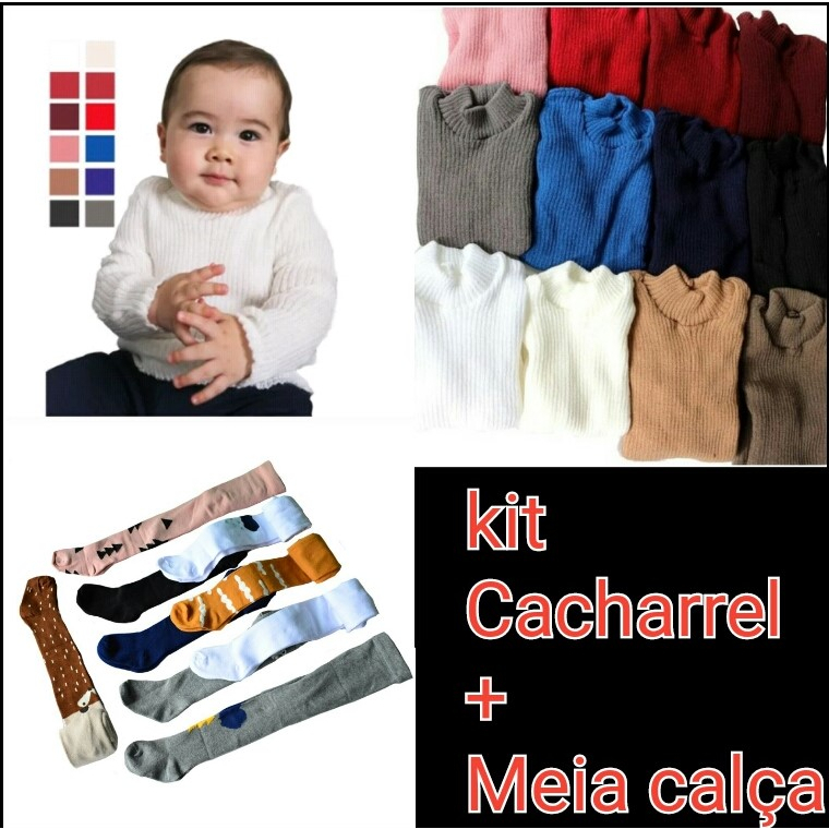 kit 1 cacharrel de lã infantil juvenil blusa cane