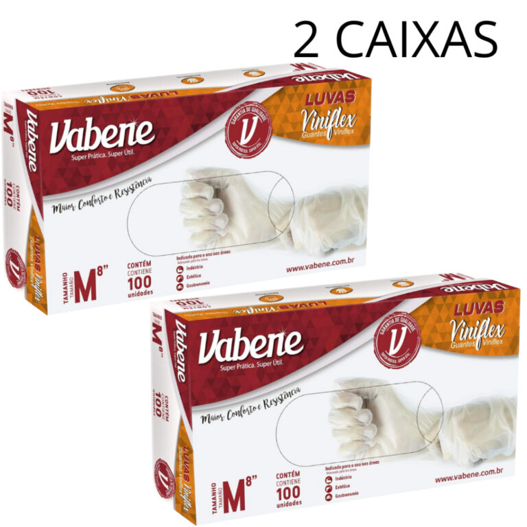Kit 200 Luvas Vabene Viniflex Preta E Transparente