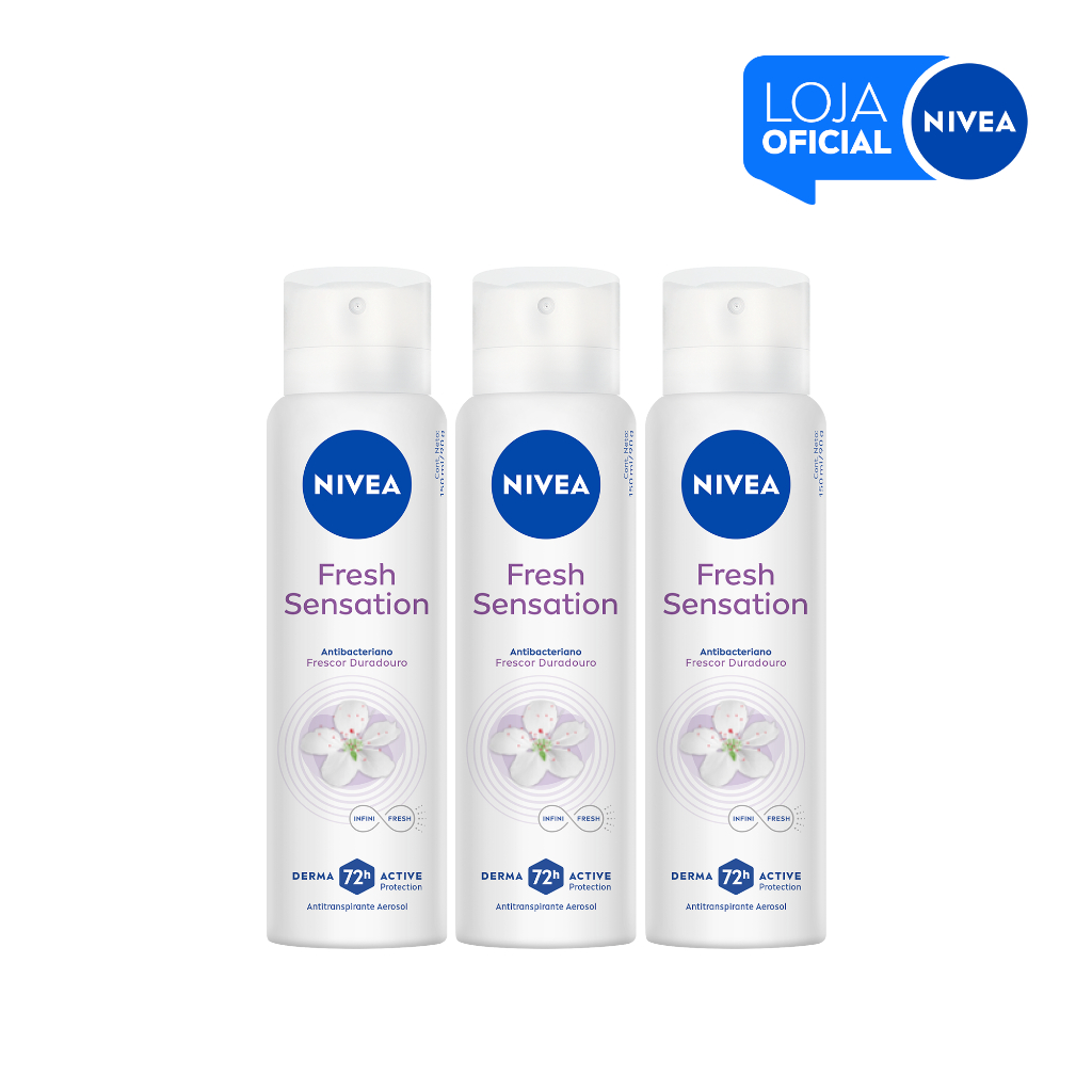 KIT NIVEA Desodorante Antitranspirante Aerossol Fresh Sensation 150ml 3 Unidades