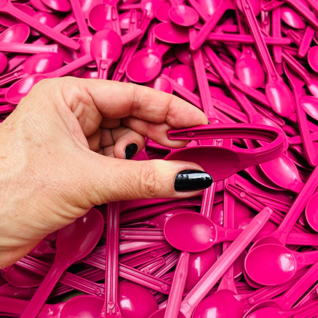 Kit 300~800 Colheres Rosa Descartáveis Reforçada e Flexíveis para Sorvetes e Sobremesa