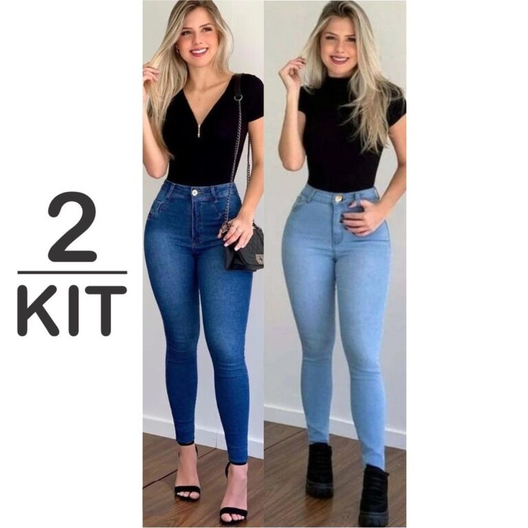 Kit 2 Calça Jeans Feminina Com Elastano Skinny Ef