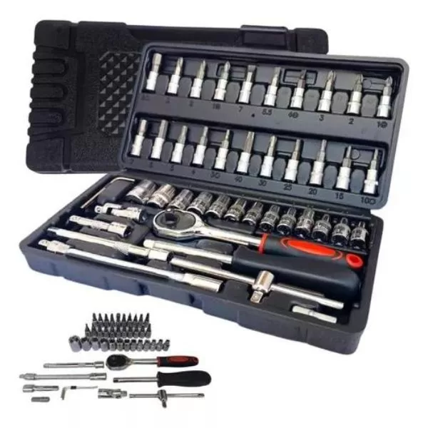 Preto 46 Peças Maleta Completa Linha Premium Kit 