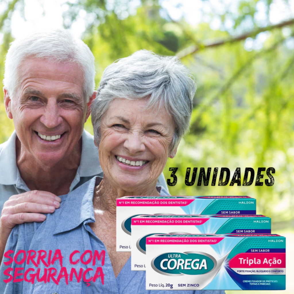 Creme Fixador de Dentadura Ultra Corega Sem Sabor 20g Tripla Ação