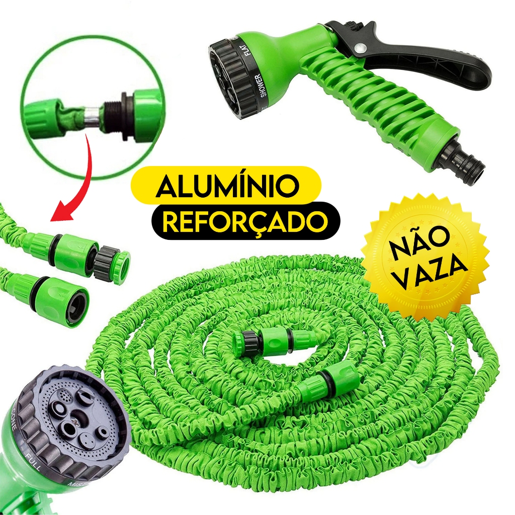 Mangueira Mágica 15 Metros / 30M Conector Alumínio 7 Tipos de Jatos Flexível Irrigação Para Jardim