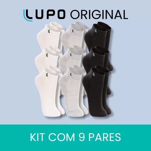 Kit Meia Cano Curto 9 Pares Sport Original Lupo Tr