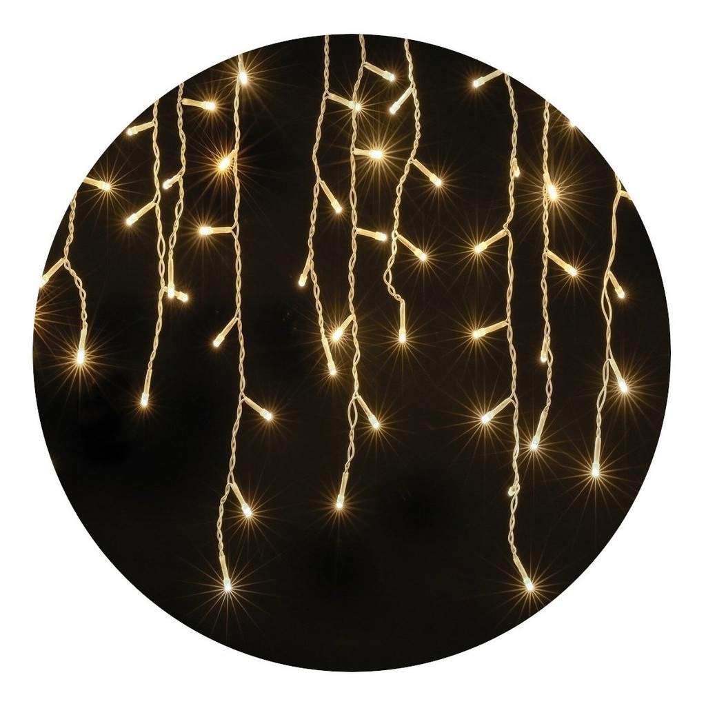 Cascata De Natal 300 LEDs 7m Fixo Branco Quente Conexão Macho/Fêmea
