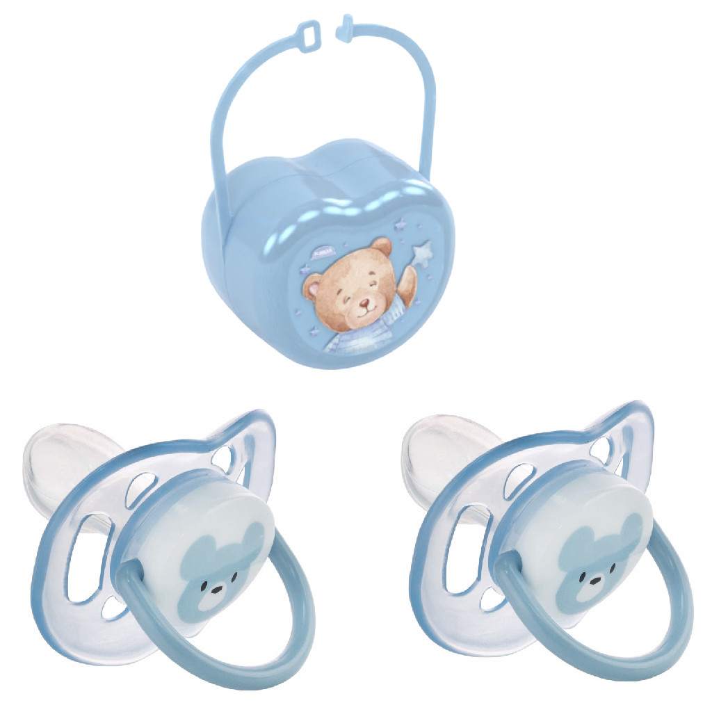 Kit 2 Chupetas E Porta Chupeta Para Bebê Infantil
