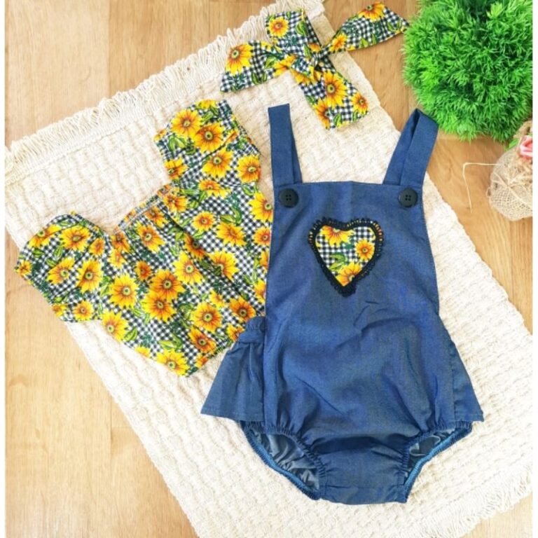 jardineira girassol veste até 1 ano