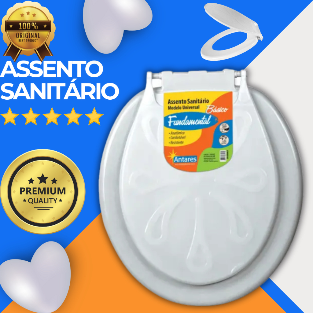 Assento Sanitário Universal Branco Oval Tampa De Vaso Compatível Com Todas As Marcas Alumasa