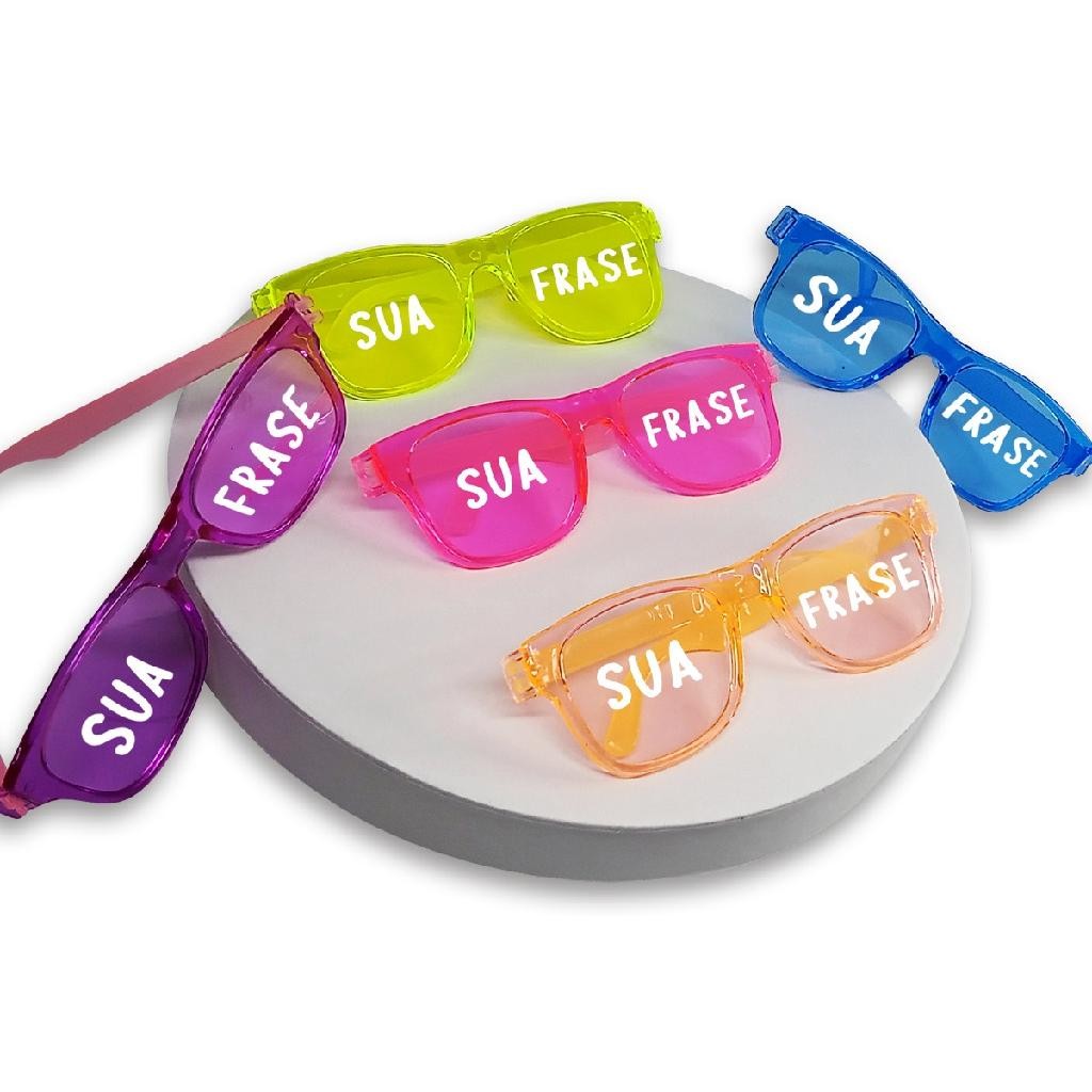 Kit 10 Óculos De Festa Sua Frase Cristal Colorido Casamento