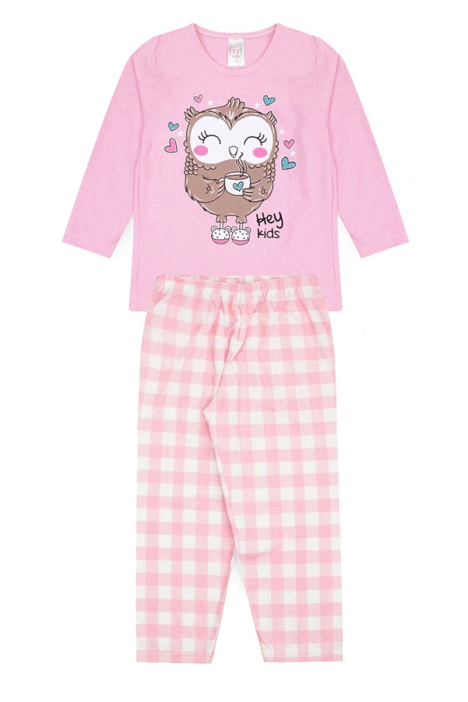 Pijama Infantil Feminino Inverno Coruja – He