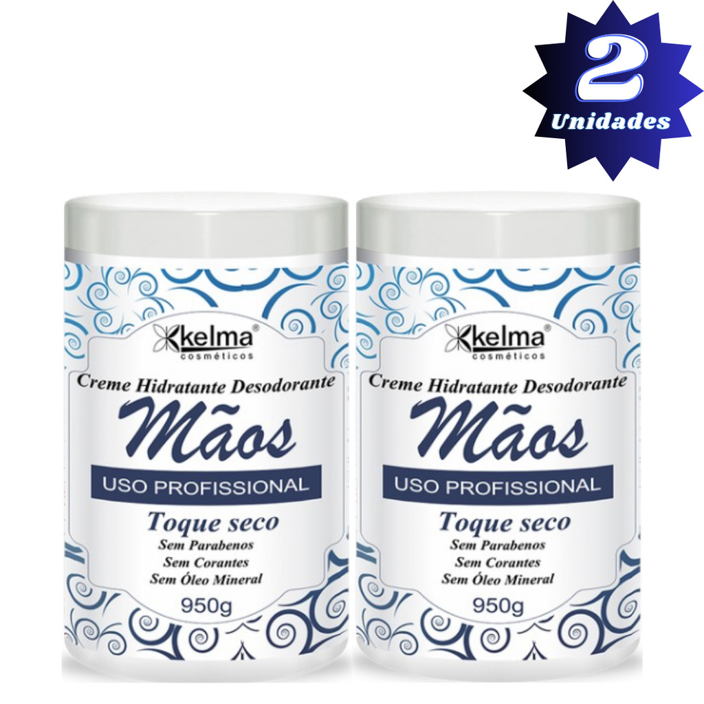 KIT COM 2 KELMA CREME HIDRATANTE DESODORANTE MÃOS 950G
