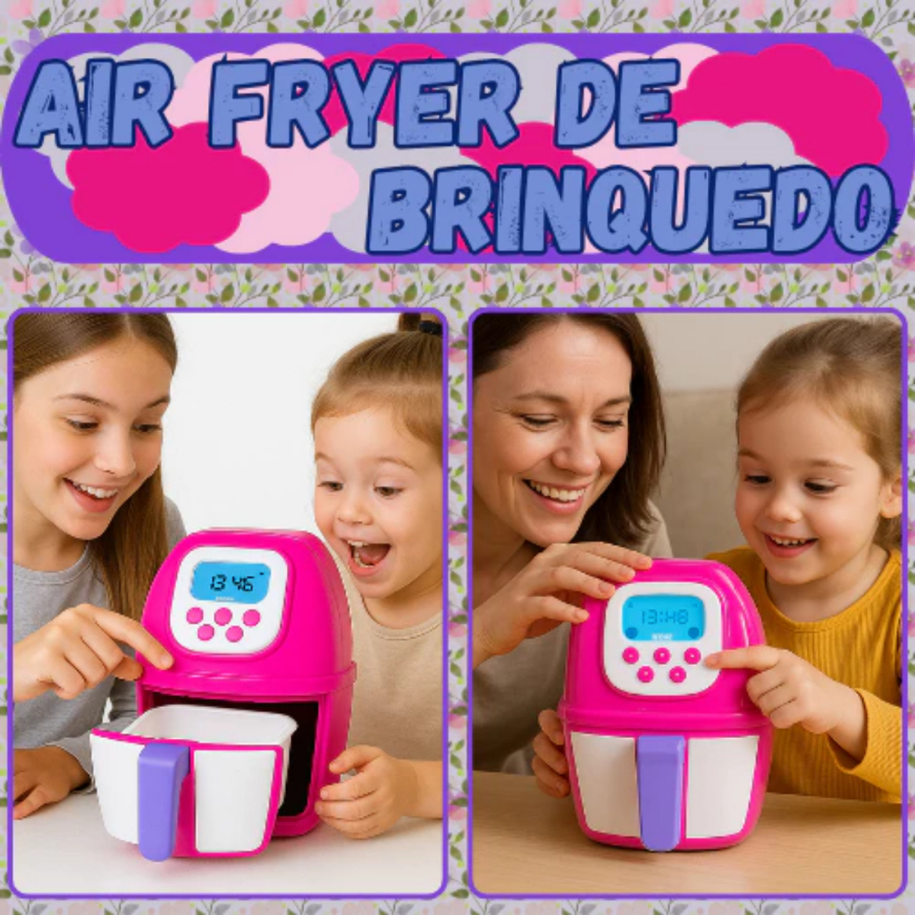 Air Fryer de Brinquedo Infantil Com Bandeja Removível