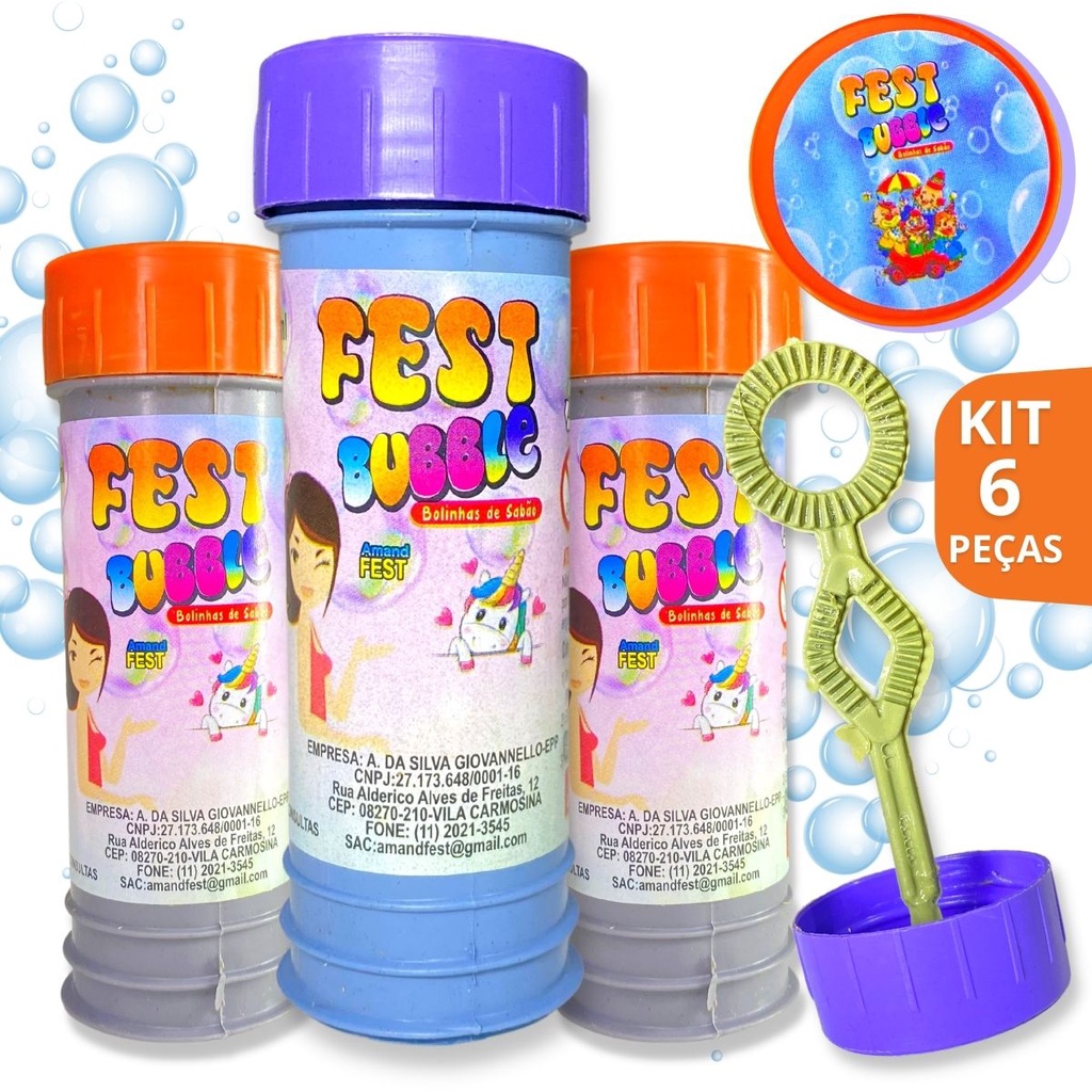 Kit 6 Potinhos De Bolhas Sabão Lembrancinhas Festa