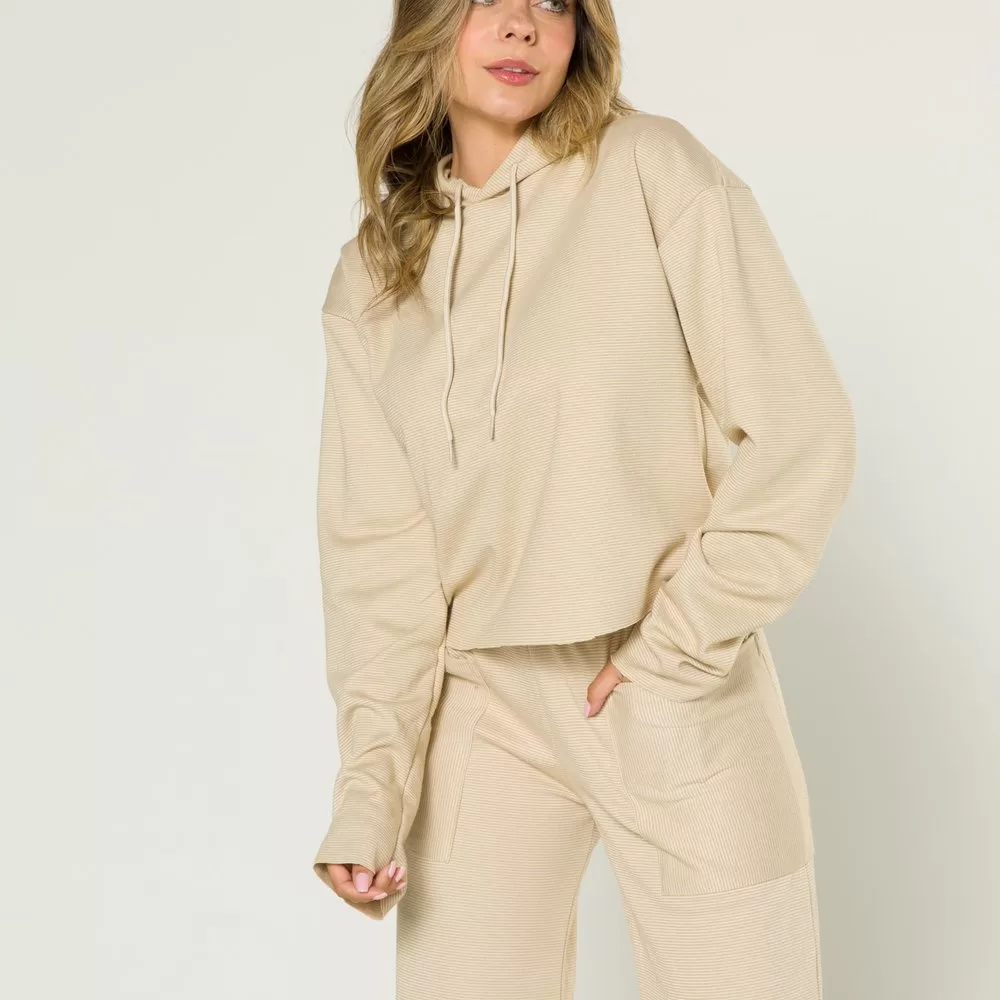 Blusa Feminina de Moletinho Sem Pelucia com Capuz Amplo e Confortável 019FN