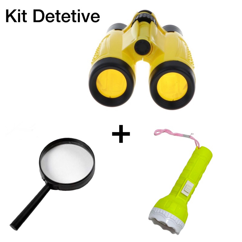 Kit Detetive Infantil Binóculo Lupa Lanterna Adventure