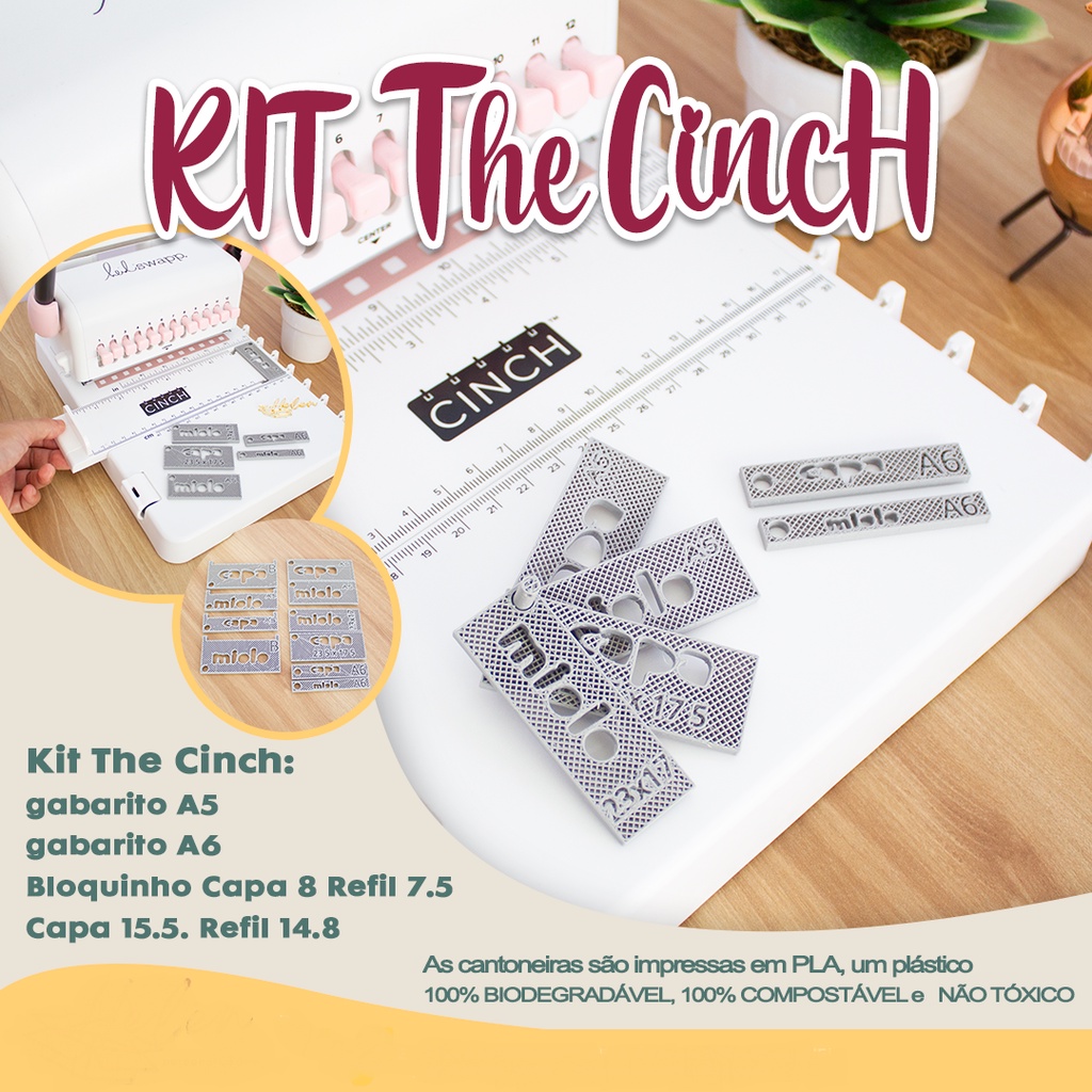 Kit 5 Gabarito The Cinch Furos quadrado e redondo Encadernadora Guia The Cinch