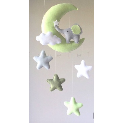 Móbile lua estrelas com elefantinho dorme neném