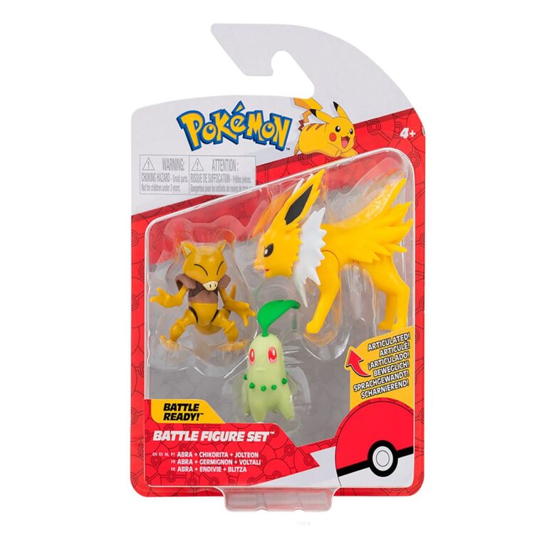 3 Bonecos Pokémon – Abra, Chikorita e Jolte