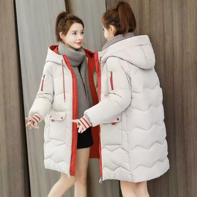 Moda Manga Longa Larga Inverno Grosso Quente Patch
